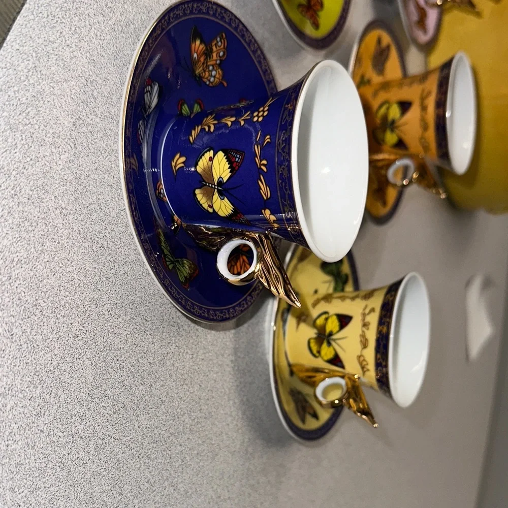 NWT Classic coffee and tea, butterfly  Pattern tea Set in Multicolor - Picture 6 of 7